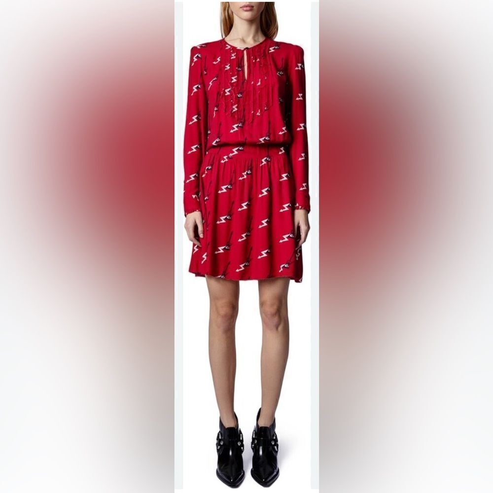 Zadig & Voltaire - Red Remus Guitar Red Midi Dress - Large NWT
